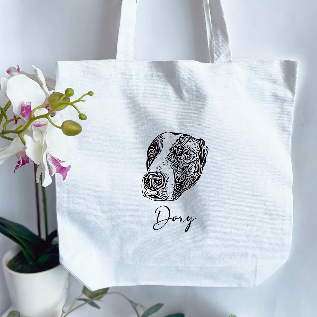 Custom Pet Face Tote Bag (White)